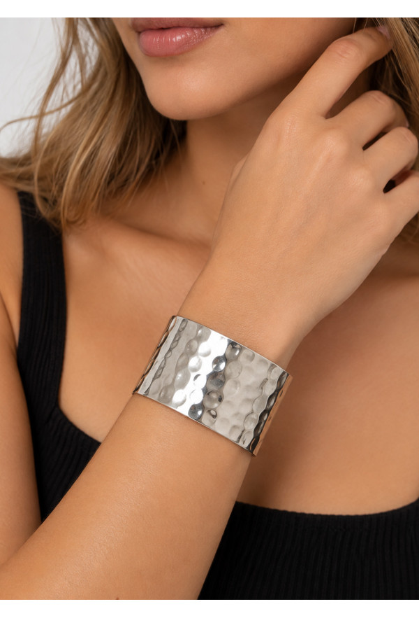 Βραχιόλι Χειροπέδα Σφυρήλατο Silver