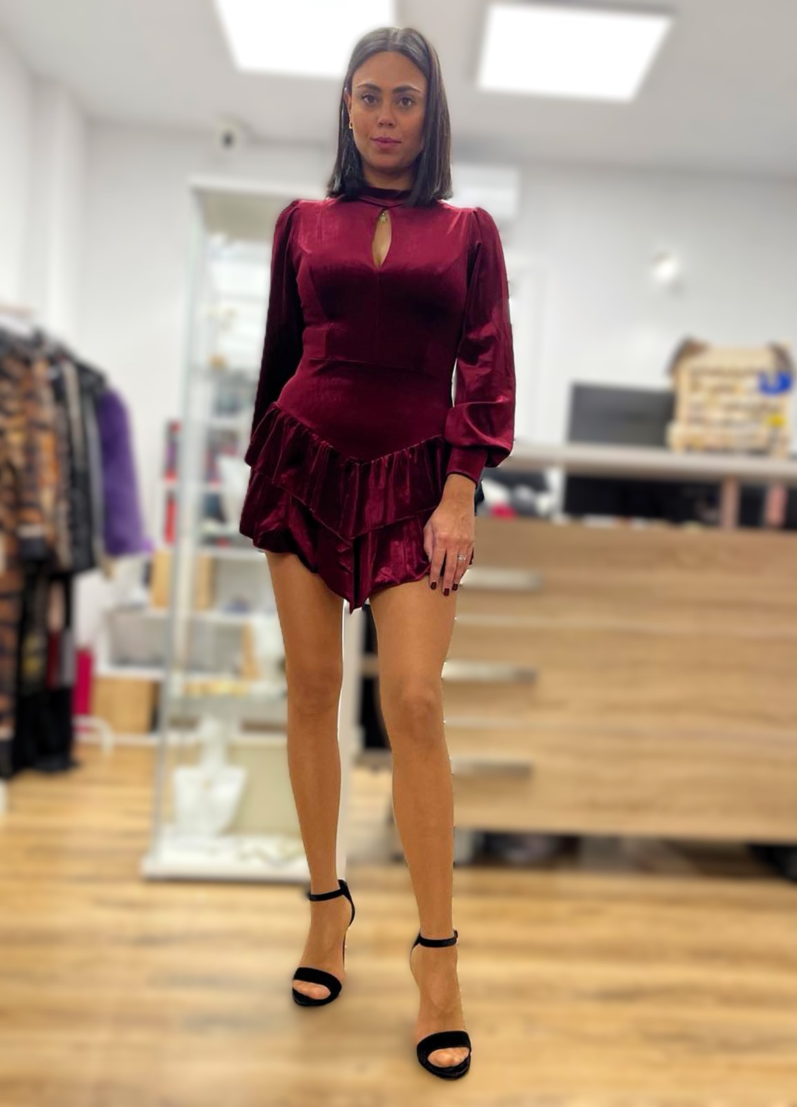 Φόρεμα Mini Velvet Bordo