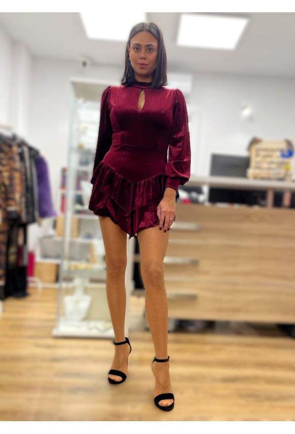 Φόρεμα Mini Velvet Bordo