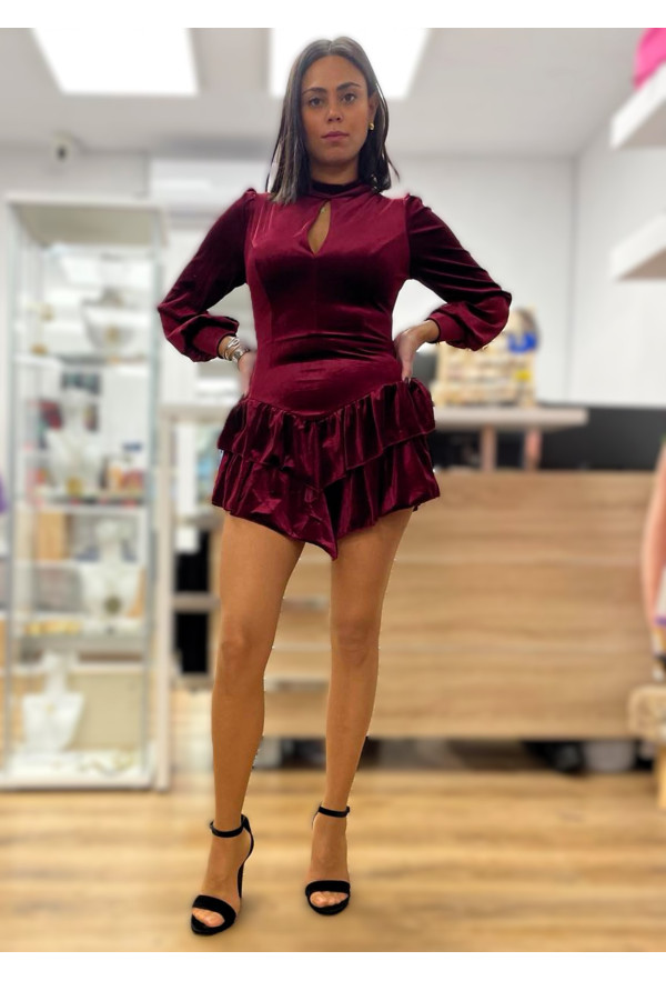 Φόρεμα Mini Velvet Bordo