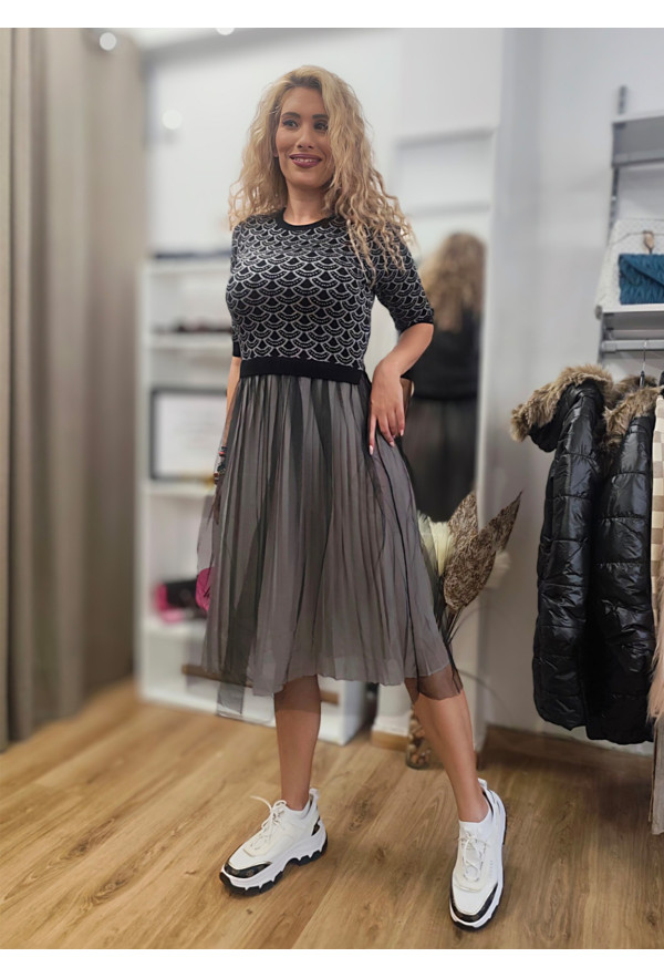 Φόρεμα Πλεκτό Midi Silver