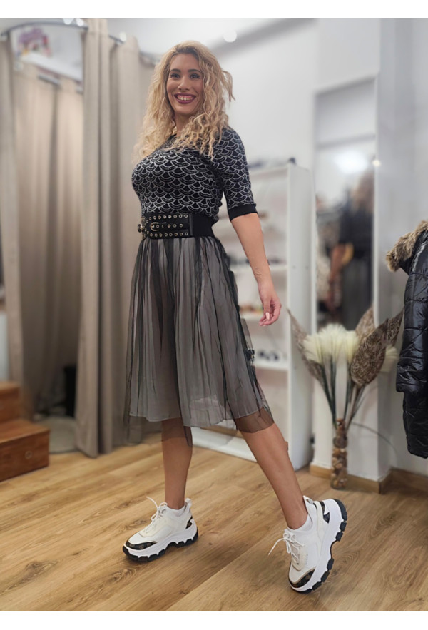 Φόρεμα Πλεκτό Midi Silver