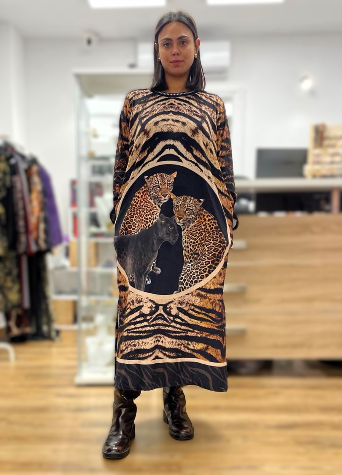 Φόρεμα Maxi Velvet Animal Print