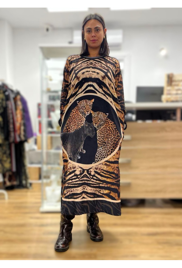 Φόρεμα Maxi Velvet Animal Print