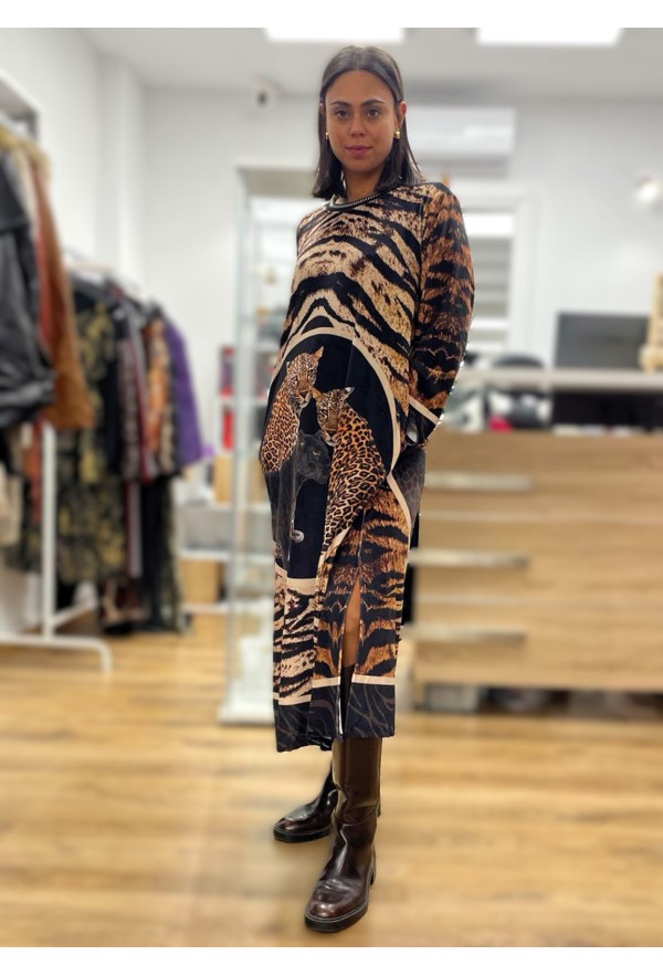 Φόρεμα Maxi Velvet Animal Print