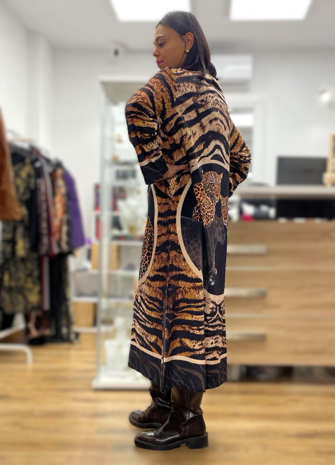 Φόρεμα Maxi Velvet Animal Print