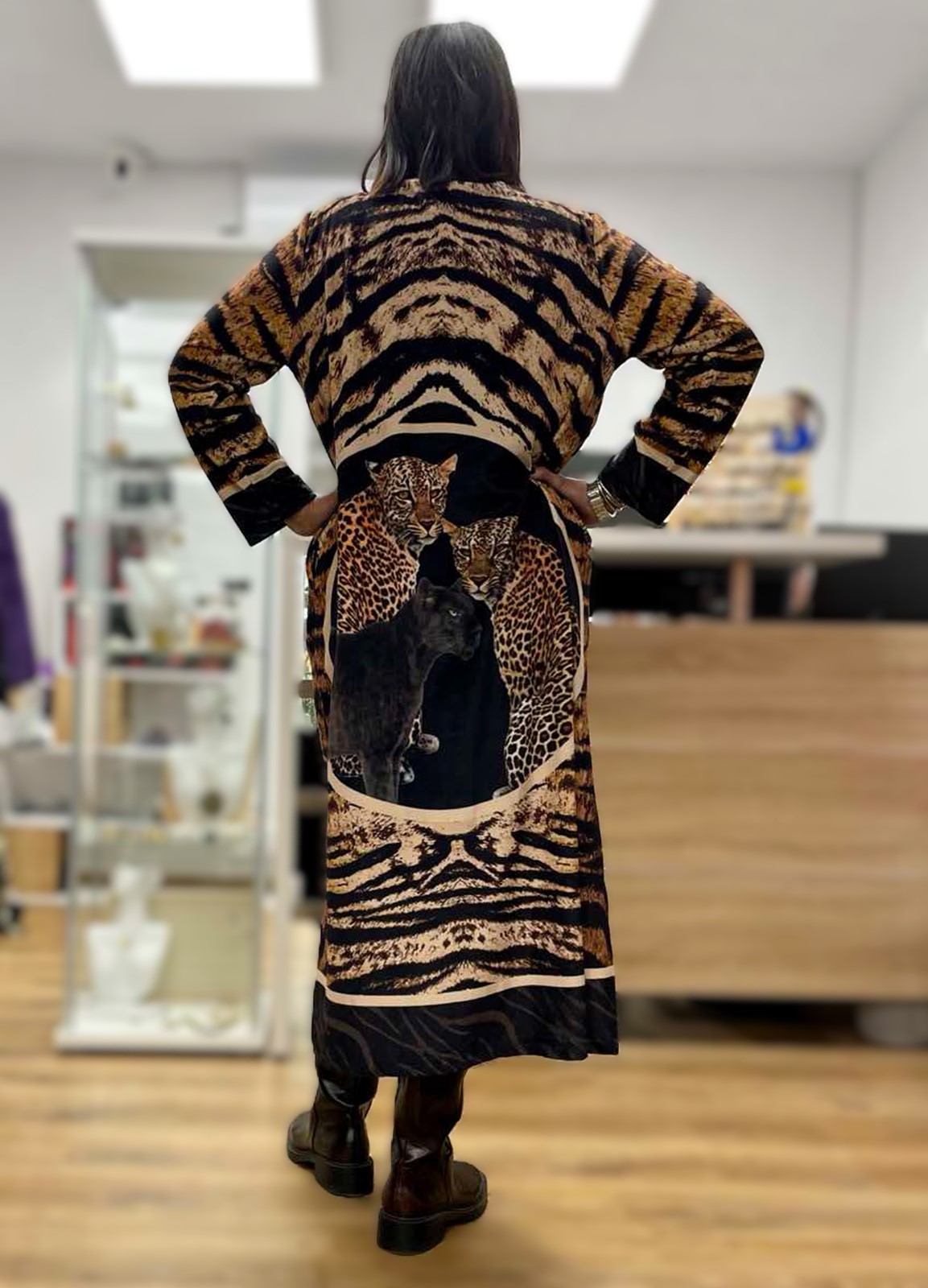 Φόρεμα Maxi Velvet Animal Print