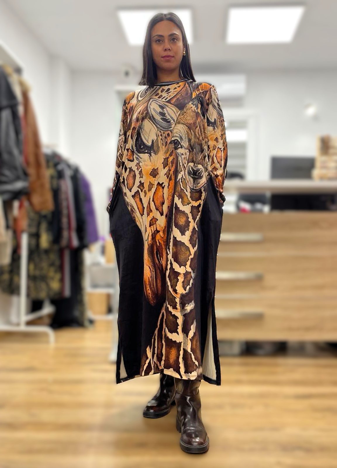 Φόρεμα Maxi Velvet Animal Print