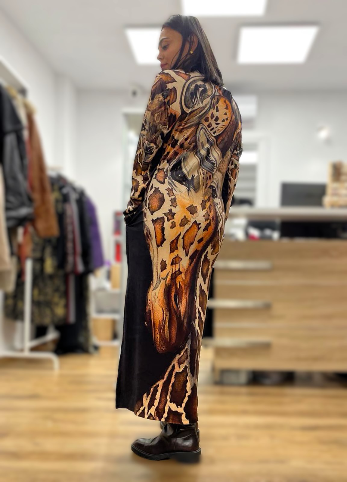 Φόρεμα Maxi Velvet Animal Print