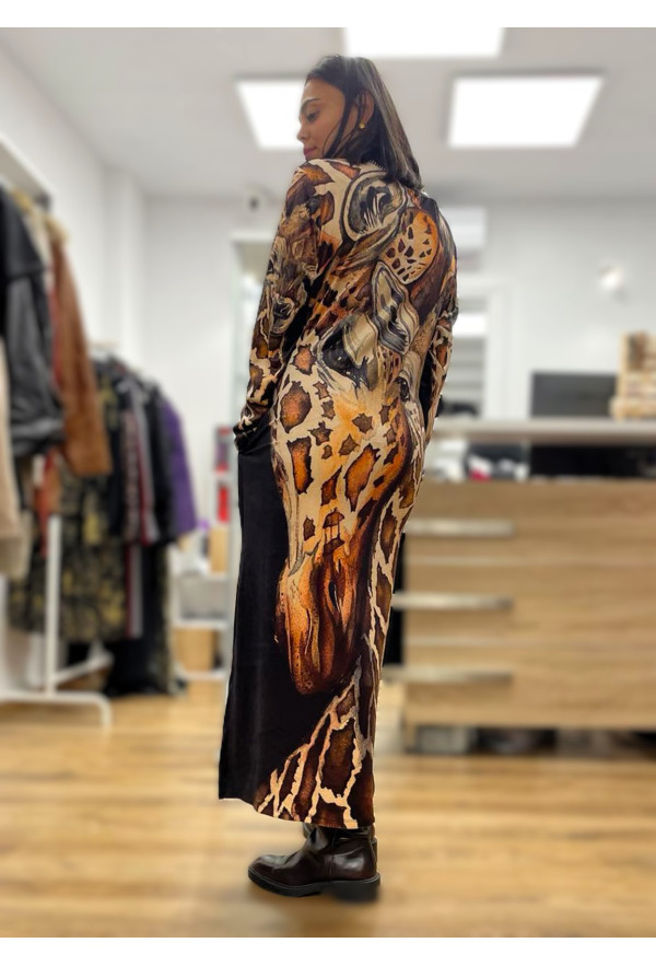 Φόρεμα Maxi Velvet Animal Print