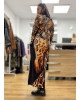 Φόρεμα Maxi Velvet Animal Print