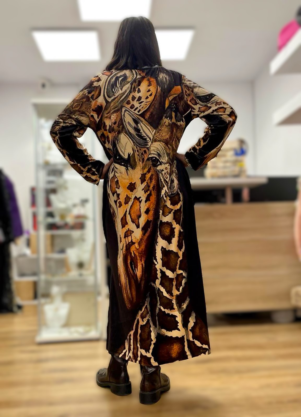 Φόρεμα Maxi Velvet Animal Print