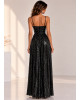 Maxi Κρουαζέ Φόρεμα με Παγιέτες & Ψηλά Σκισίματα Black
