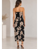 Μαύρο Strapless Midi Φόρεμα με Ανάγλυφα Λουλούδια