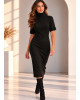 Φόρεμα Πλεκτό με Lurex – Midi, Ζιβάγκο & Κοντό Μανίκι Black