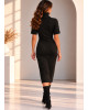 Φόρεμα Πλεκτό με Lurex – Midi, Ζιβάγκο & Κοντό Μανίκι Black