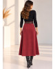 Midi Φούστα Αλκαντάρα σε Γραμμή Α με Ζώνη Burgundy