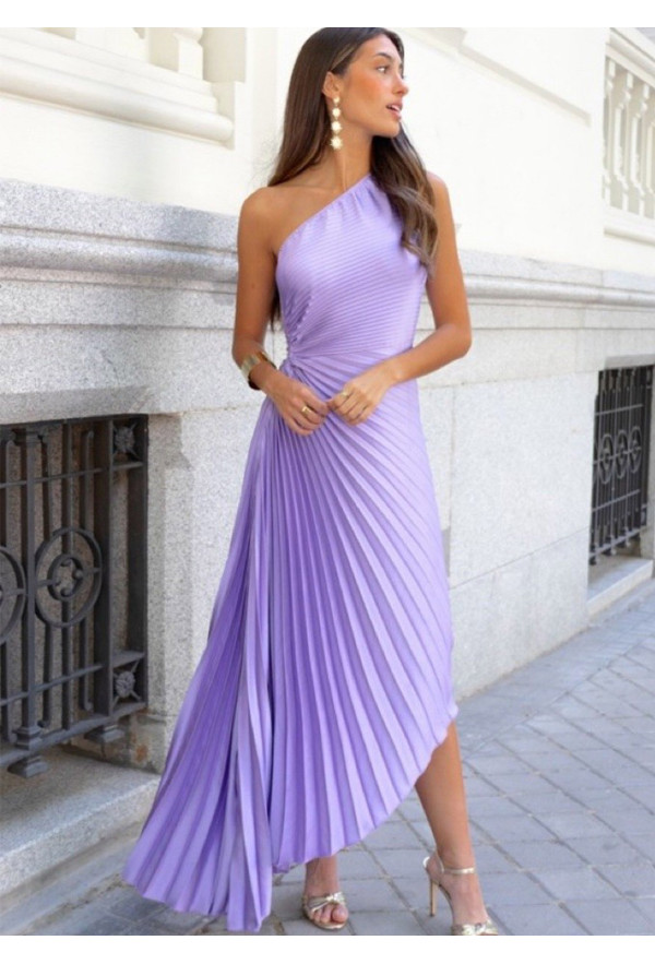 Dress Pleated satin Purple