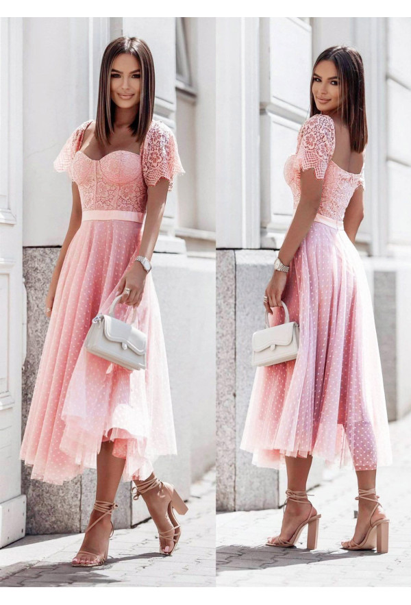 Lace Pink midi dress