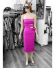 Φόρεμα Midi Strapless Fuchsia