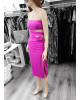 Φόρεμα Midi Strapless Fuchsia
