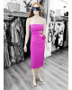 Φόρεμα Midi Strapless Fuchsia