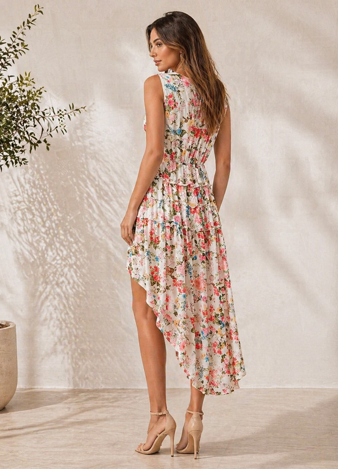 Φόρεμα Ασύμμετρο Κρουαζέ Floral