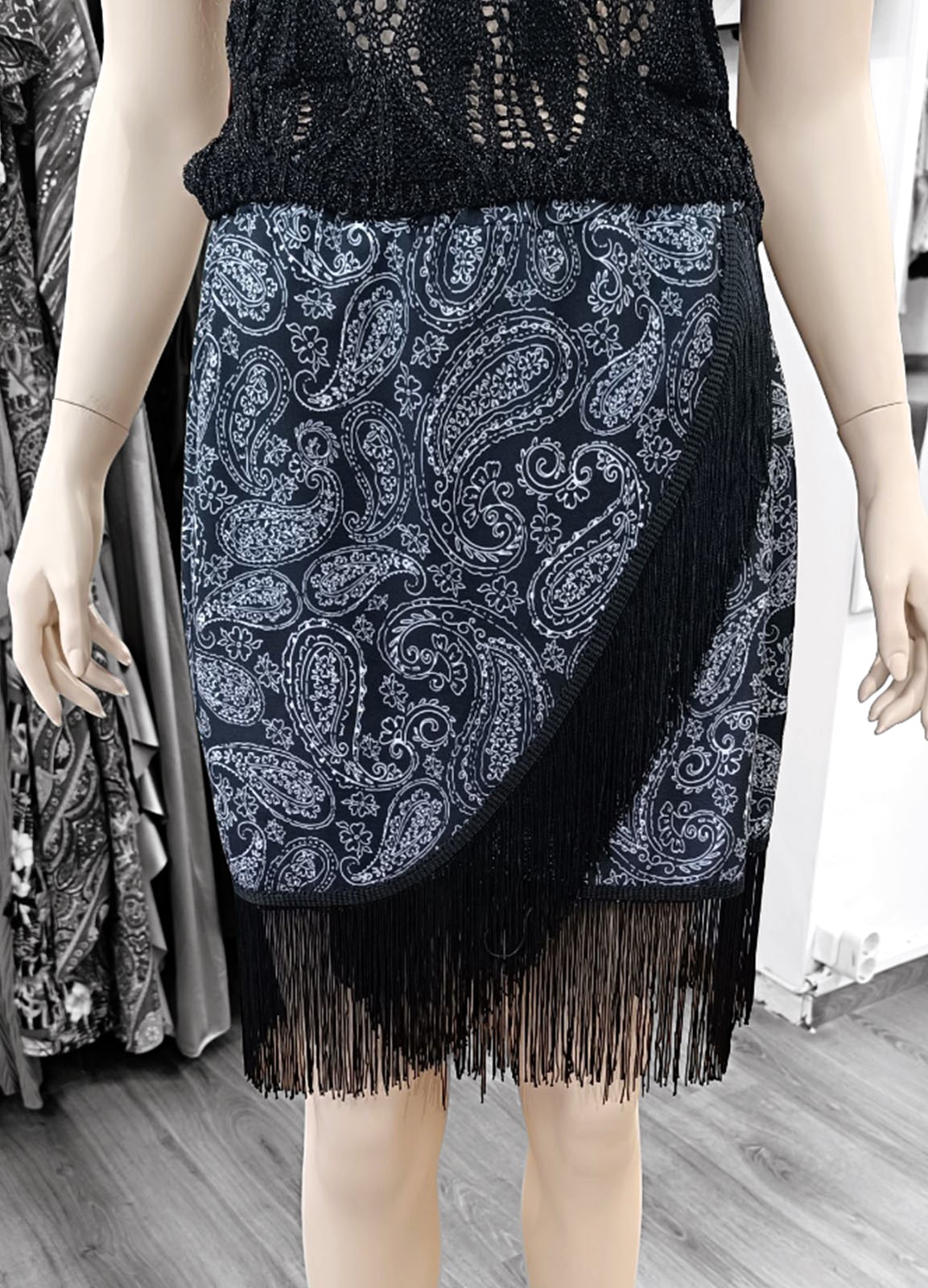 Φούστα Boho Κοντή με Κρόσσια