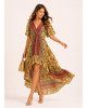 Ασύμμετρο Maxi Φόρεμα Boho Κρουαζέ & Floral Print