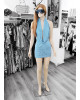 Φόρεμα Κοντό Πλεκτό Light Blue