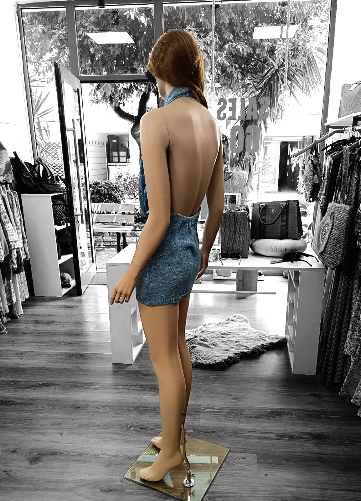 Φόρεμα Κοντό Πλεκτό Light Blue