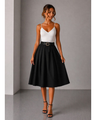 Midi Φούστα με Ζώνη Black