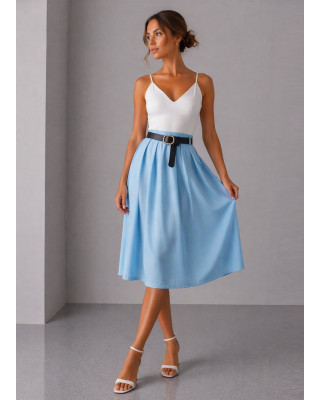 Midi Φούστα με Ζώνη Σιελ