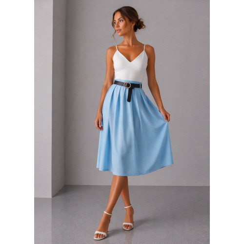 Midi Φούστα με Ζώνη Σιελ