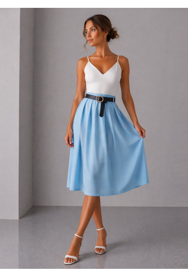 Midi Φούστα με Ζώνη Σιελ