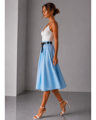 Midi Φούστα με Ζώνη Σιελ