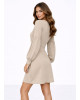 Mini Φόρεμα με V Λαιμόκοψη & Balloon Μανίκια Μπεζ