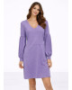 Mini Φόρεμα με V Λαιμόκοψη & Balloon Μανίκια Purple