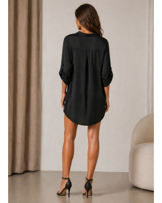 Mini φόρεμα πουκαμίσα με safari μανίκια