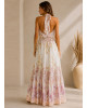 Floral Maxi Φόρεμα Halter με Ανοιχτή Πλάτη 
