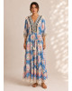 Maxi Boho Φόρεμα με Κεντημένες Παγιέτες & Διακοσμητικά Φουντάκια