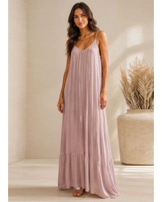 Maxi Φόρεμα Αέρινης Γραμμής σε Dusty Pink Απόχρωση