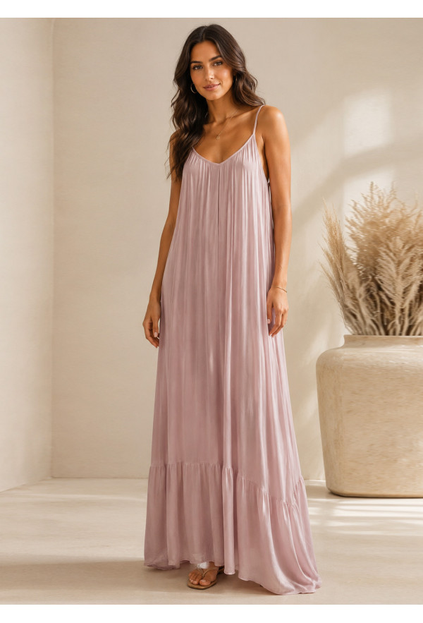 Maxi Φόρεμα Αέρινης Γραμμής σε Dusty Pink Απόχρωση