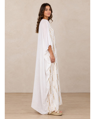 Oversized Maxi Φόρεμα με Χρυσές Παγιέτες & Boho Λεπτομέρειες
