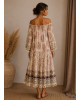Boho Midi Φόρεμα Δαντέλα με Κέντημα