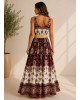 Maxi Boho Φόρεμα με Ethnic Print & Ζώνη Bordeaux