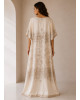 10Maxi Satin Oversized Φόρεμα με Baroque Print σε Εκρού & Μπεζ