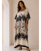 Maxi Satin Oversized Φόρεμα με Baroque Print σε Εκρού & Μαύρο