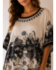 Maxi Satin Oversized Φόρεμα με Baroque Print σε Εκρού & Μαύρο