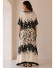 Maxi Satin Oversized Φόρεμα με Baroque Print σε Εκρού & Μαύρο